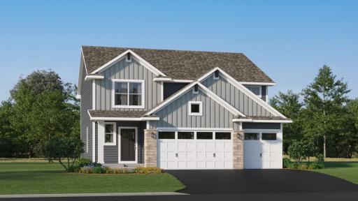 Exterior rendering of home, actual features may vary