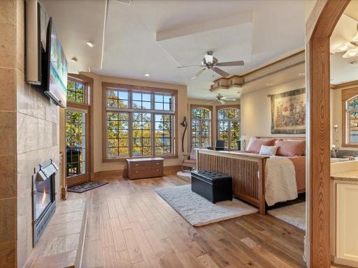 Primary Lakeside Bedroom w/ Natural Gas Fireplace