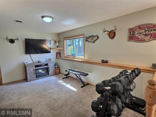 The lower level provides a great space for whatever the need. Whether you're curling up with a blanket for a night in or curling a dumbbell, the space is yours to do with it what you wish.