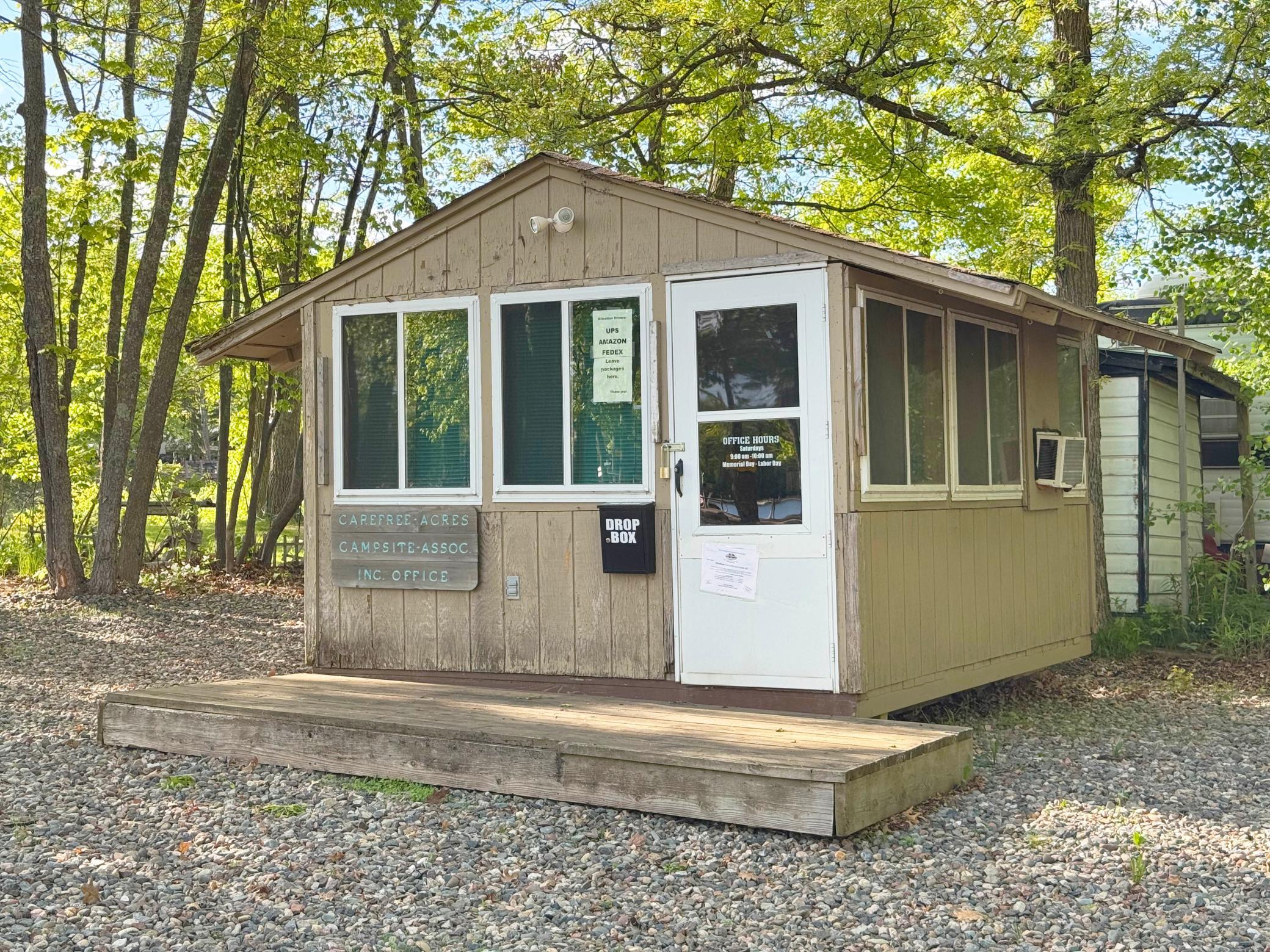 A shot of the association office in the shared lake access and beach park.