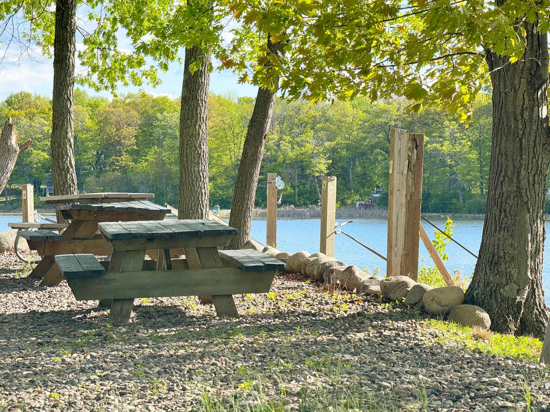 More views of the campground's lake access and park.