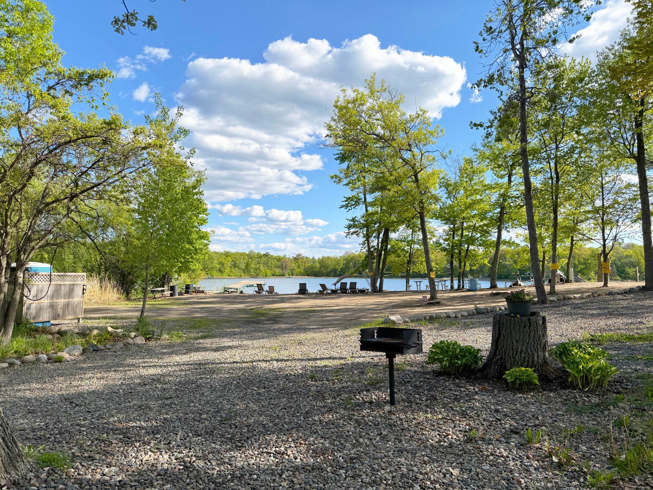 Looking across the campground's lake access and park. Captive Lake (or "Brown Lake") is a wonderful little lake and does not allow any motorized vehicle traffic.