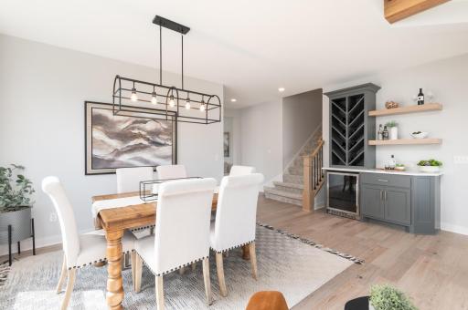 There is plenty of room for your dining room set in the formal dining space.