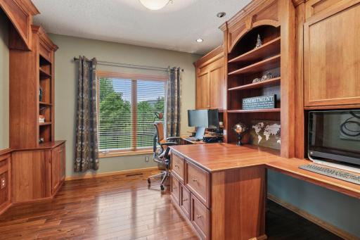 French doors open into the customized double office. Simply sublime~