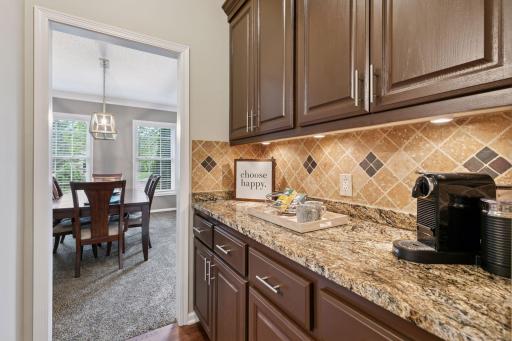 Butler's pantry is currently a coffee area. Also, great for serving a "buffet style" event.