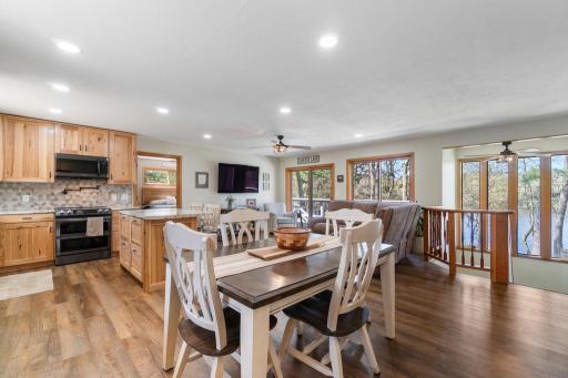 Remodeled home with an open concept kitchen, dining, living room