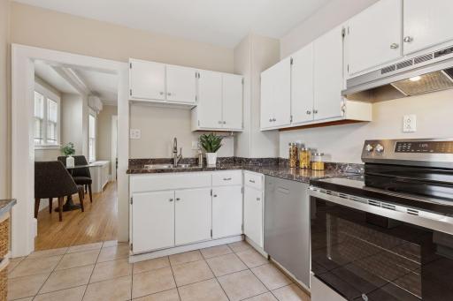 Kitchen has been updated with stainless appliances