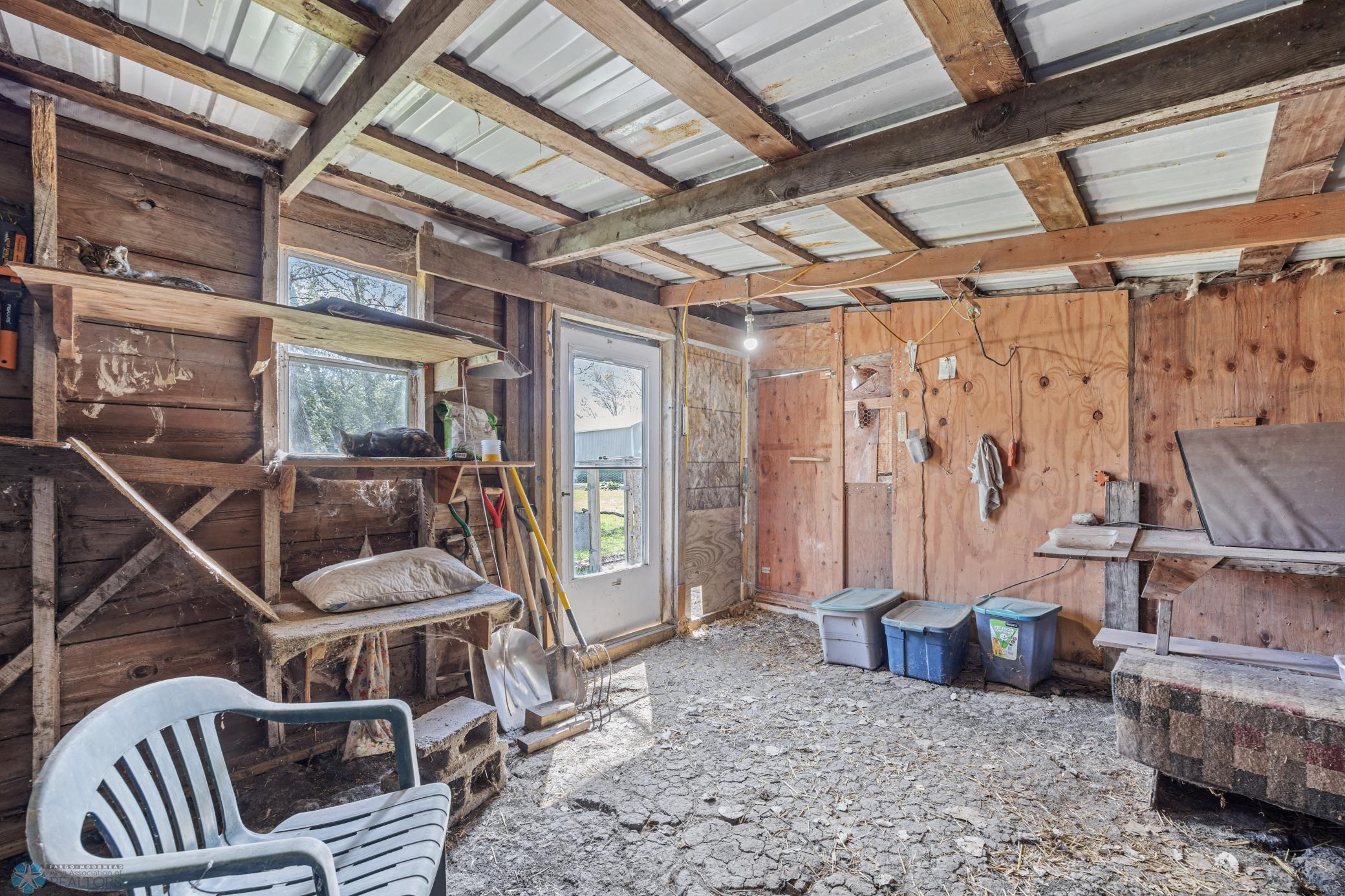 Inside cat hangout - has electricity and heated water