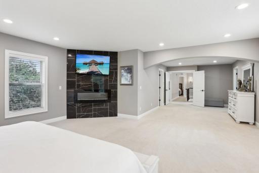 Fireplace in the primary suite is a great place to relax and end your day