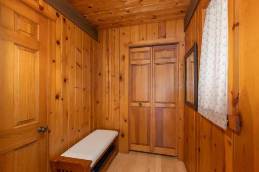 There is a a spacious foyer area and coat closet near the front entryway.