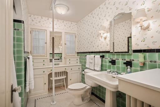 2nd floor full bath with awesome tile and built-in vanity