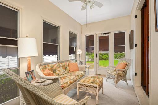 The south facing 3 season porch is off the study with a door to the backyard