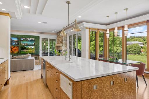 The kitchen was partially renovated in late 2025, updating the countertops, tile backsplash, light fixtures and sinks.