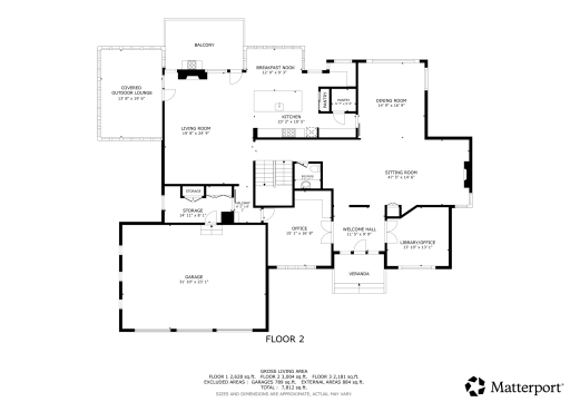Main Level Floor Plan & Estimated Square Footage