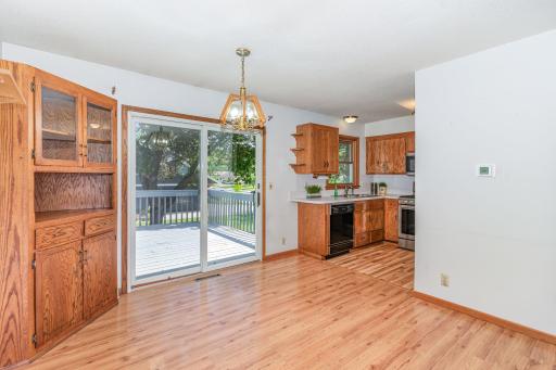 The kitchen is adjacent to the informal dining room.