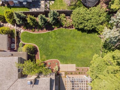 Aerial shot of the west side of the backyard