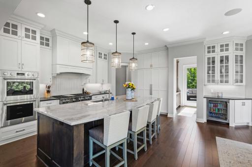 Large kitchen island with tons of storage.