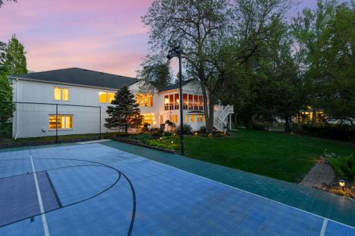 Private sport court for basketball, tennis, and pickleball.