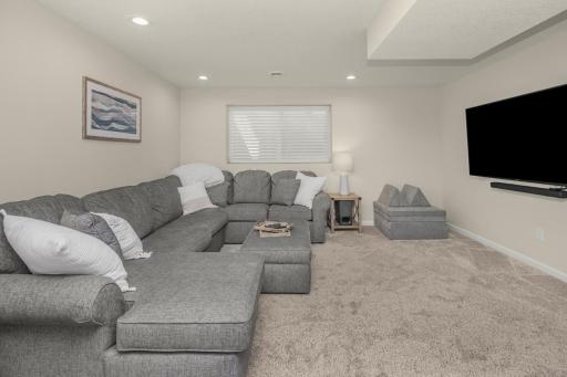 Lower-level family room has tons of space, double egress window and knock-down ceilings.