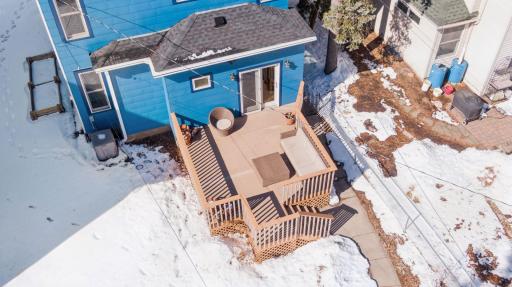 Aerial winter view of lot and outdoor space options