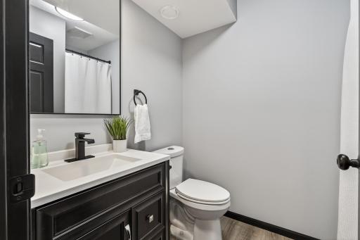 Here you see the three quarter bathroom in the lower level bedroom. This bathroom was newly finished in 2025.