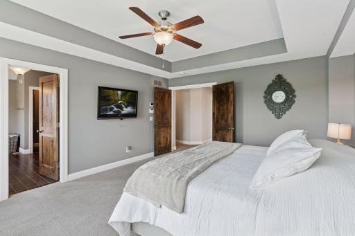 Spacious owner's suite with climate control for the 3 zones of heating/cooling and access to home alarm system.