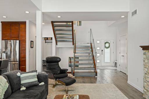 Elegant and functional, the staircase acts as a central design element tying the home together