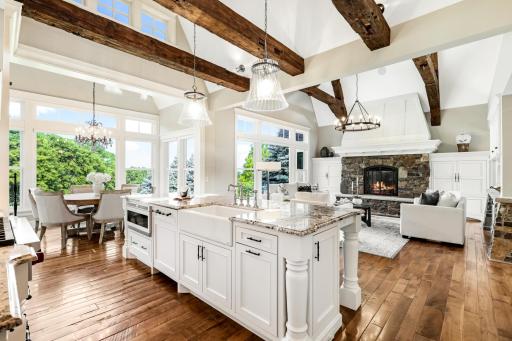 The great room flows seamlessly together.