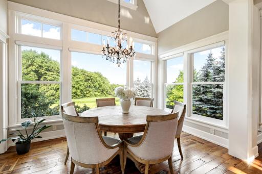 Morning coffee with stunning backyard views.