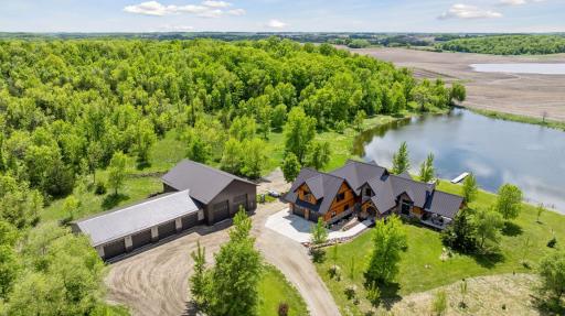 The home offers 30.75 acres, slab on grade home with around 3,400 finished sq. ft. 4 bed, 3 bath and 11 total garage stalls