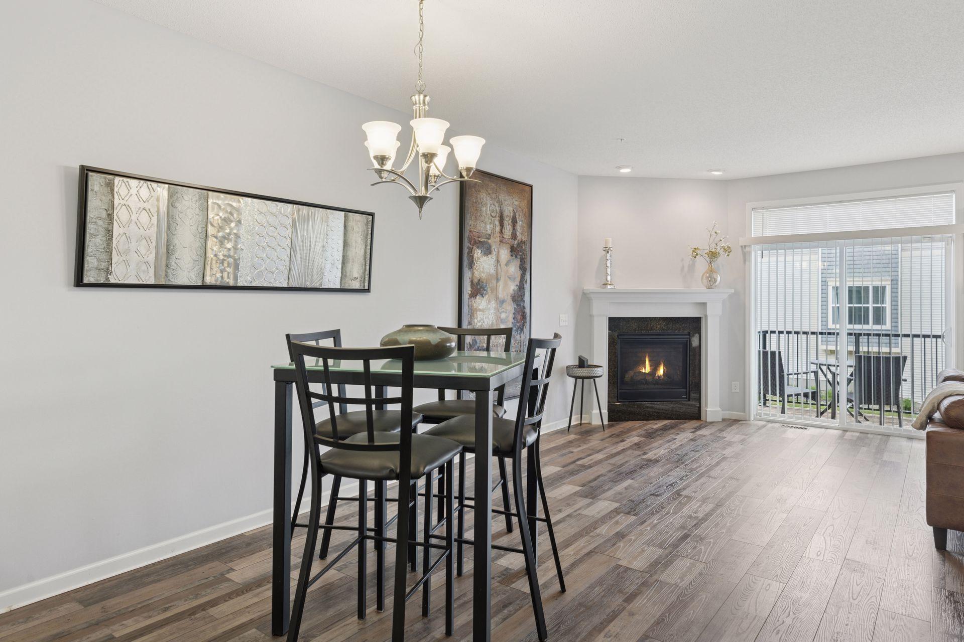 The dining area is open to both the kitchen and living room.