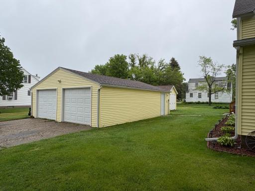 Double heated, insulated garage- both wood stove and electric