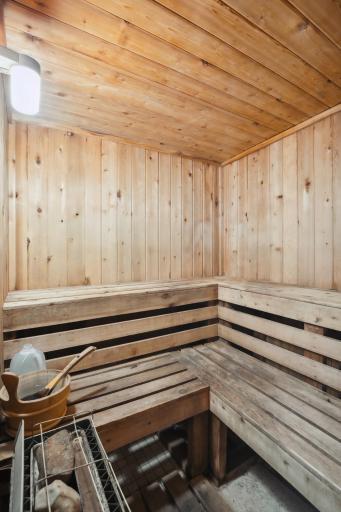 Large sauna to enjoy in the lower level near the exercise room.