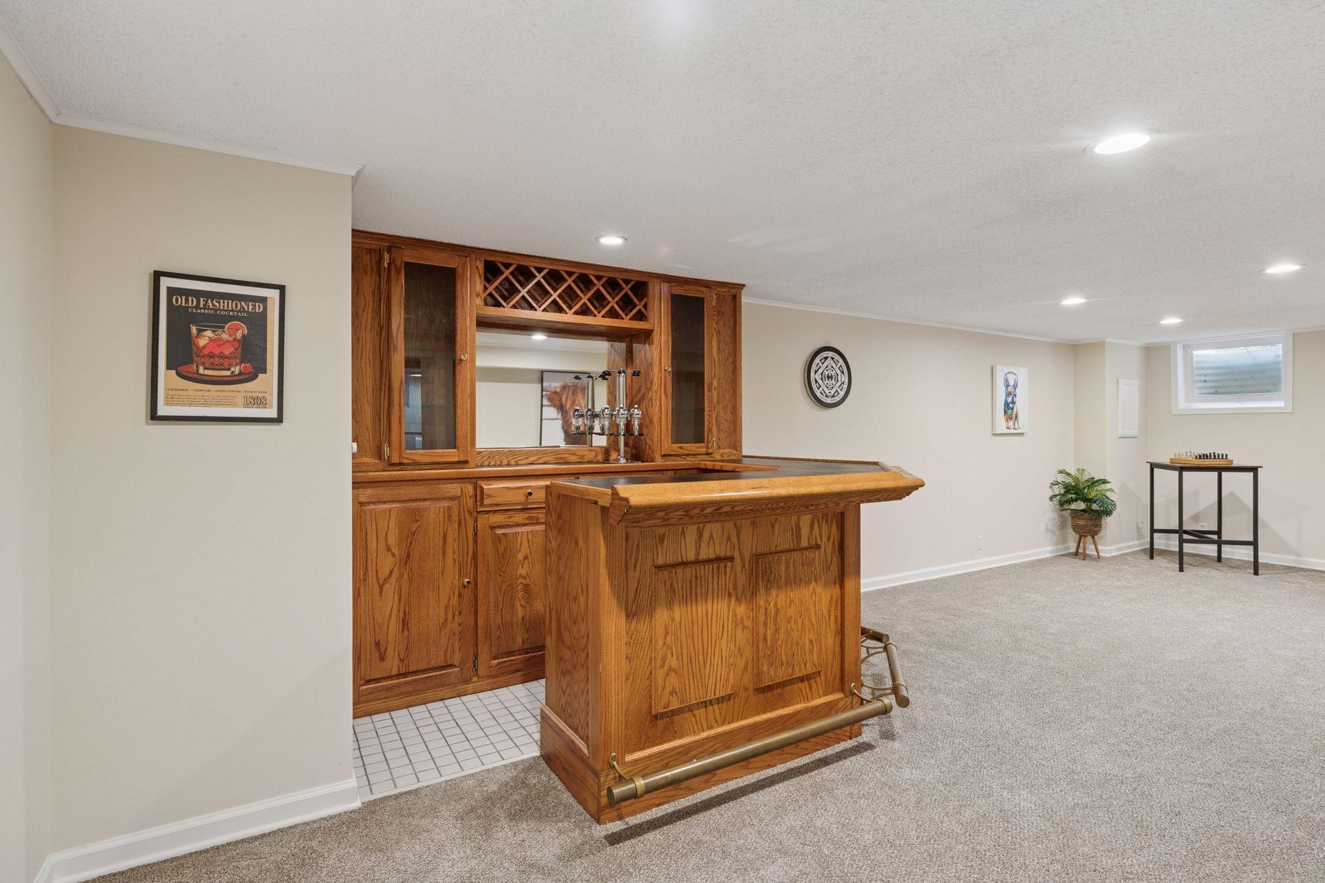 Wet bar in lower level