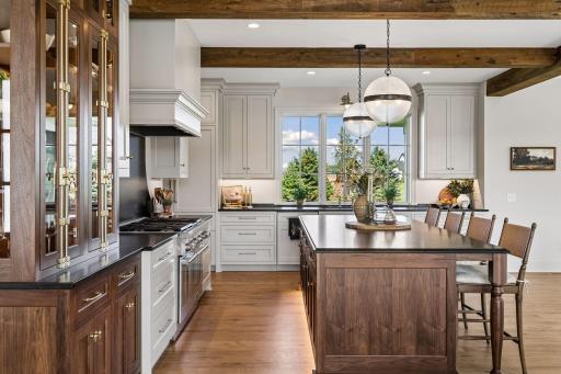 Beautiful custom cabinetry with rich walnut accents