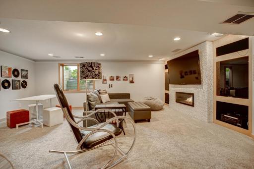 Lower Level Family Room with gas fireplace