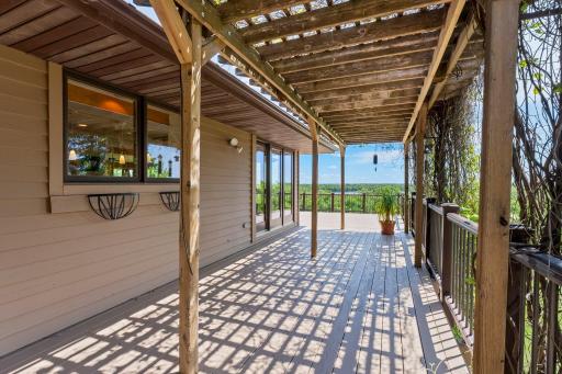 Access to the deck from both the kitchen, garage and side yard. Beautiful Grape Vine Trellis is Mature and Shady in the Summer.