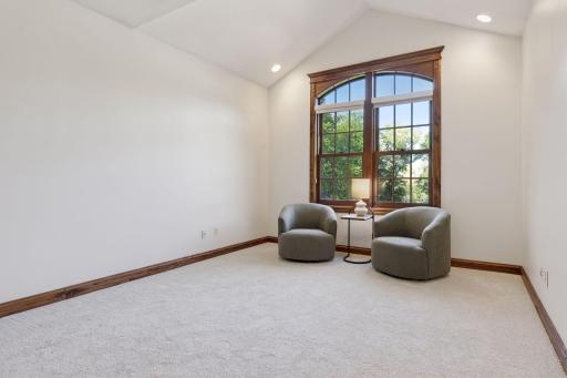 Freshly painted bedroom and brand new carpet.