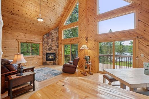Amazing views at all times of the day. Cozy gas fireplace in corner. Cabin and bunkhouse sleep 14.