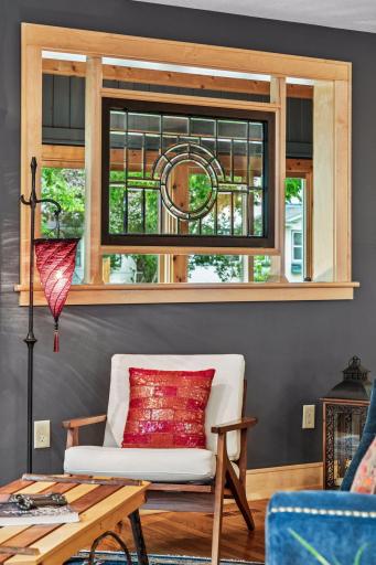 Fun detail in this window that looks out to the porch.
