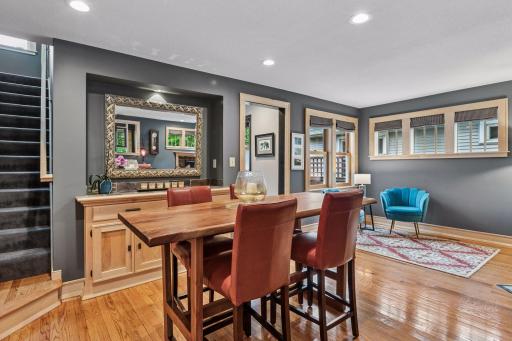 Perfect dining area with built-in buffet and tray area with light to highlight your artwork!