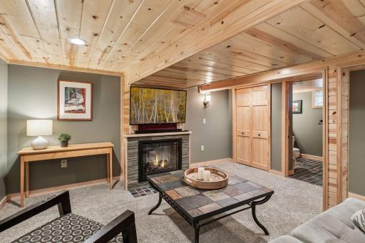 Cozy lower level family room! Check out the wood details!!