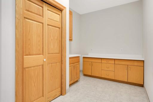 A large mudroom with a sink gives you a handy place to store winter clothing