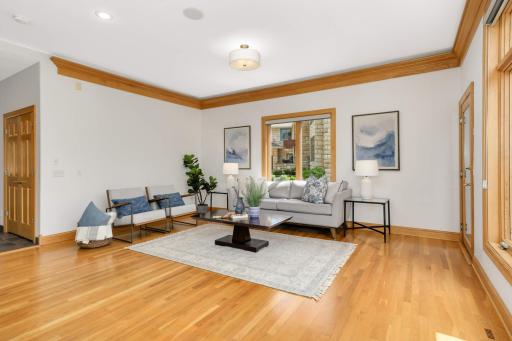 The warm tones and natural textures of this living room make this room a perfect place to relax in the evenings