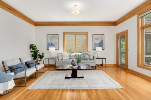 The inviting Great Room is perfect for large gatherings or quiet nights in