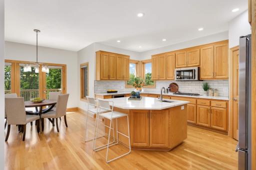 Kitchen remodel in 2024 added quartz counters, soft close cabinet doors and drawers, new sinks, and a new ultra-quiet microwave with exterior venting
