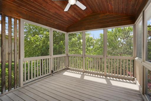 Covered three-season porch for enjoying al fresco dining