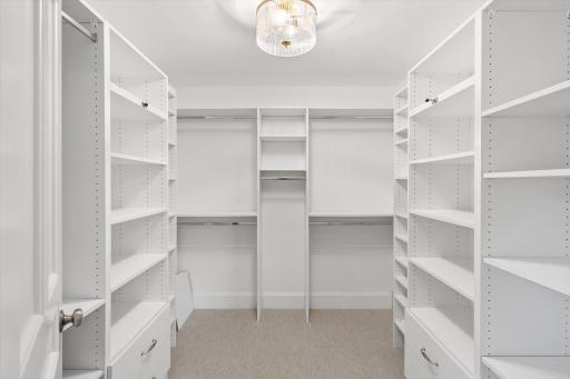 All closets were finished with shelves, storage, etc.