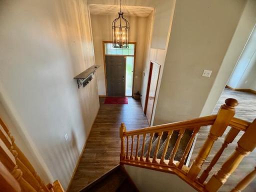 Half a flight up to the living room or half flight down to the lower level