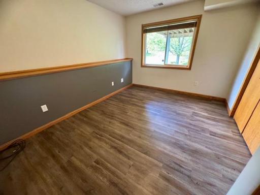 Lower level bedroom 3 with views to the back yard